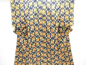 花模様織り出し手織り紬着物